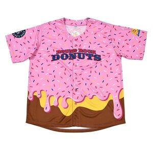 Round Rock Express Donuts Jersey Mens XL Pink MILB Baseball 100 Years Sprinkles